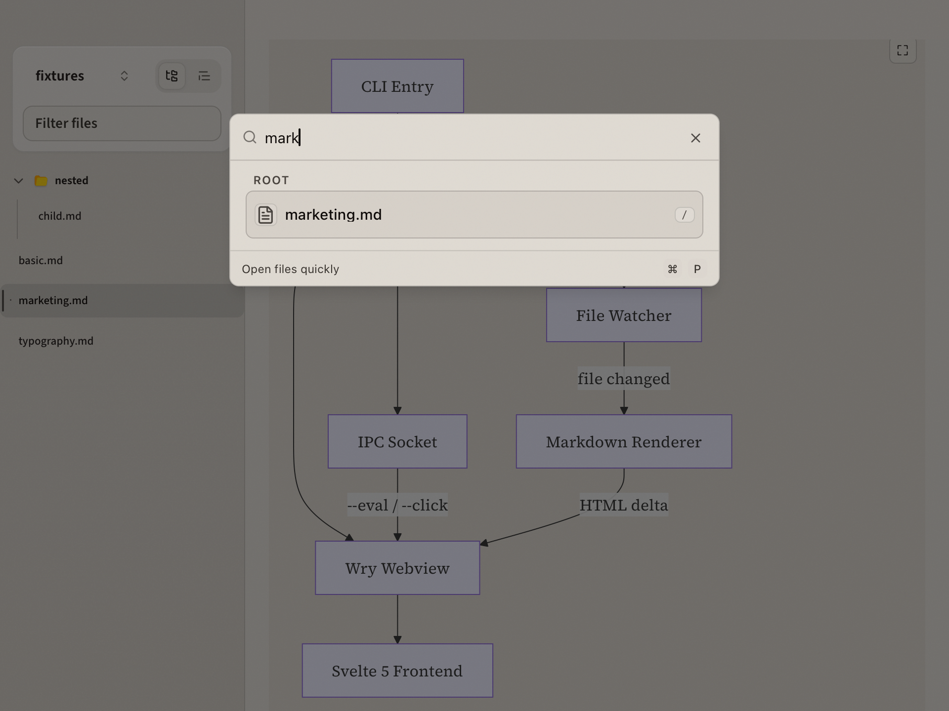 Command palette fuzzy search